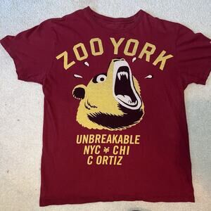 Zoo York Official Chaz Ortiz Graphic T Shirt Unbreakable Bear Maroon Red LARGE